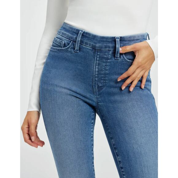 Good American Power Stretch‎ Pull-On Skinny Jeans Mid-Indigo Size Small - Picture 2 of 10